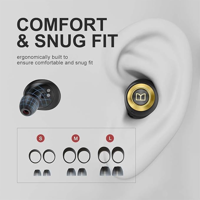 Monster Achieve 100 AirLinks Wireless Earbuds, True Wireless Earbuds Bluetooth Headphones, Earphones in-Ear Built-in Mic Headset, 24-Hour Playtime, Water Resistant Design for Sports, Black