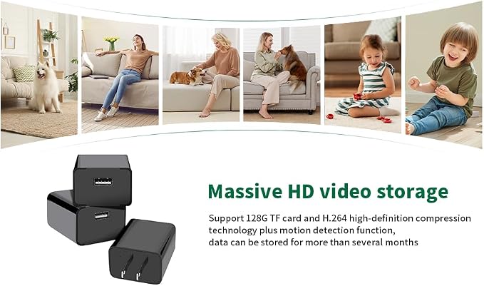 64GB Mini Camera 1080P Security Camera Nanny Cam with Night Vision and Motion Detection for Indoor and Home, No Need WiFi