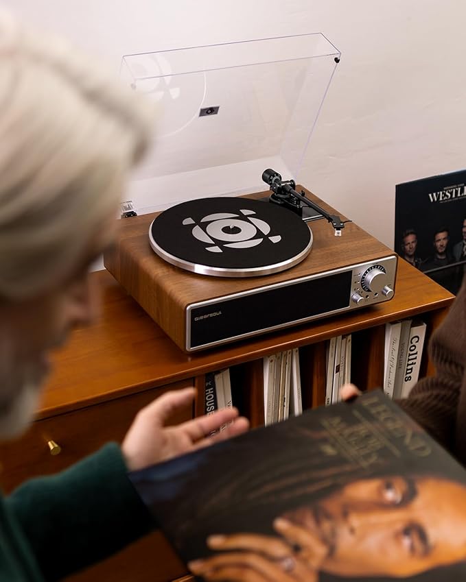 ONE-Q All-in-one Vinyl Record Player with Bluetooth 5.4, HiFi Turntable Built-in Speakers, Phono Preamp, AT-3600L Cartridge, 33/45 RPM, Auto Off