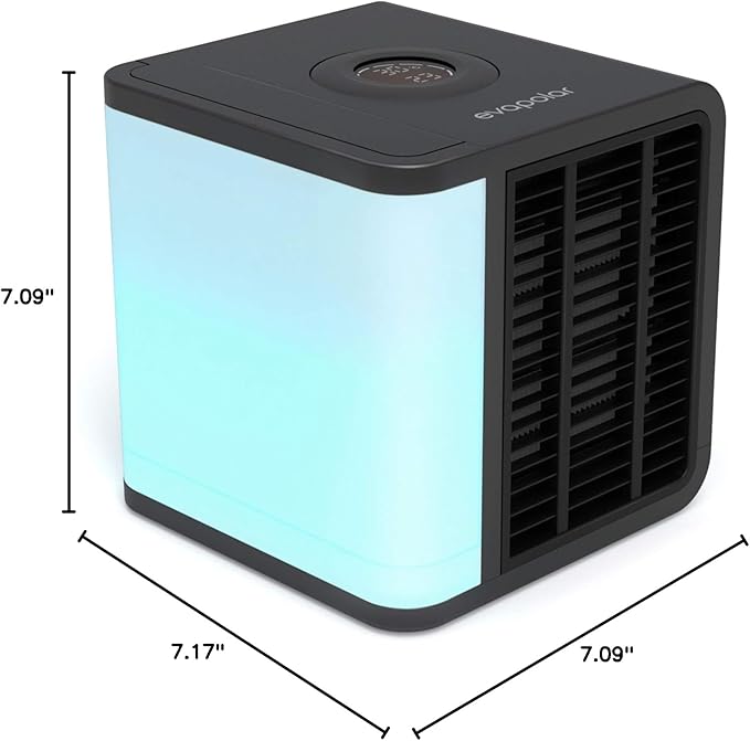 Cooling Fan for Desk and Car - Portable Evaporative Air Cooler for Camping - Small Ice Fan for Tent - Personal Air Conditioners Evalight, Black