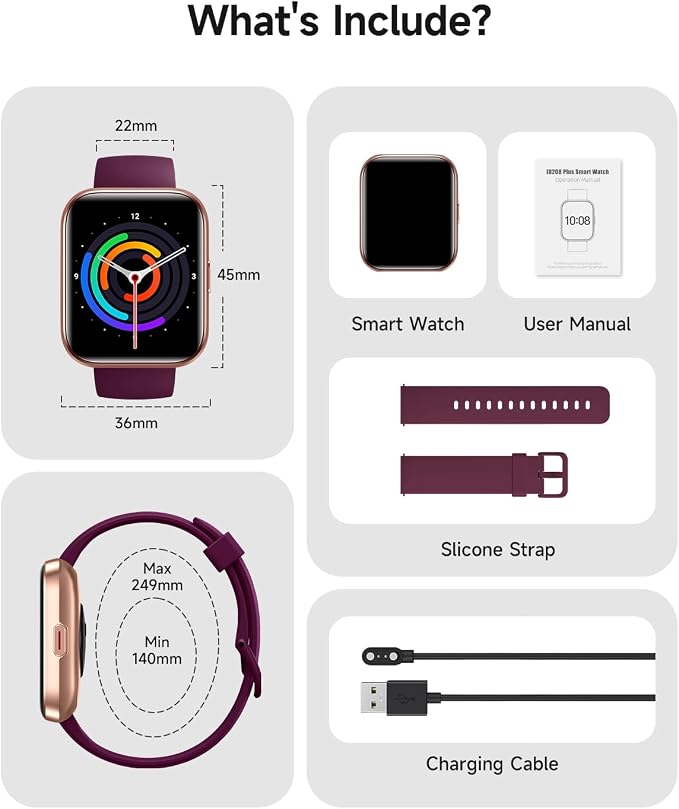 Woneligo Smart Watch for Women, Answer/Make Calls, Alexa Built-in, 1.85" Touch Screen Fitness Tracker for Android & iPhone, Heart Rate/Sleep/SpO2 Monitor Smartwatch, Waterproof (Deep Purple)