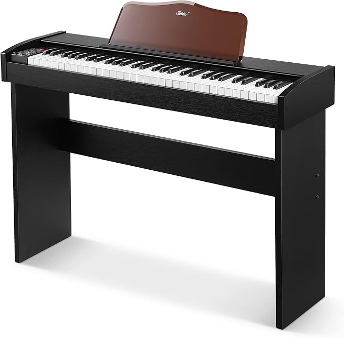 Eastar 61 Key Keyboard Piano for Beginners, Electric Piano, Classic Wooden Digital Keyboard with Sustain Pedal & Music Stand, Birthday Gifts for Girls Daughter, Supports MP3/USB/Audio/Mic/Headphones