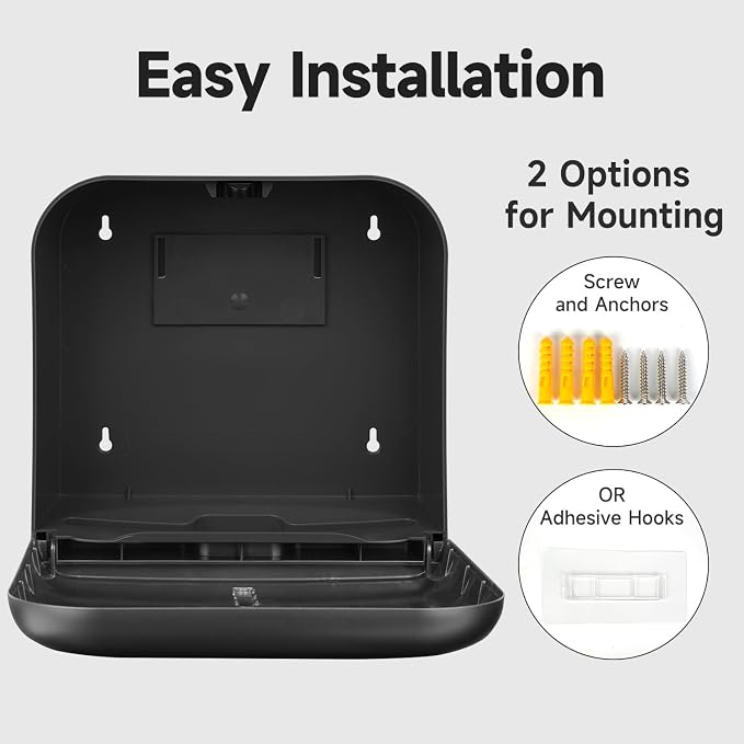 JETWELL Automatic Touch-Less Wall Mount Soap Dispenser and Multifold Paper Towel Dispenser Black