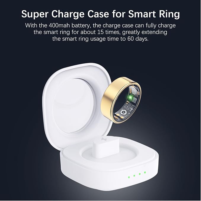 FKGZJF Smart Rings for Women Men, Fitness Ring with Heart Rate, Blood Oxygen, HRV, Stress, Sleep Tracker, Step Tracker, No Subscription Fee, lP68 Waterproof Smart Ring for iPhone & Android (Gold, 8#)