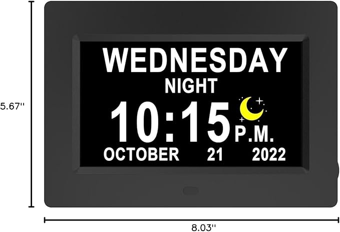 MASSII 27 Alarms Digital Talking Clock with Time Date Announcement, Auto DST, 20 Custom Reminders, 10-Level Dimmer, Sleep Trainer, Large Day Calendar Clock for Elderly Dementia Alzheimers -with Remote