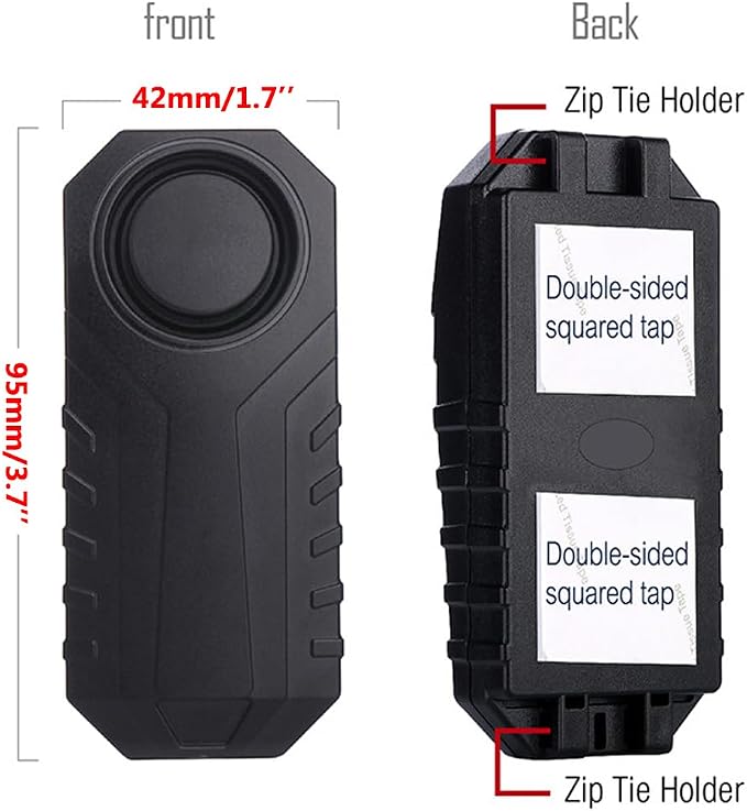 Mengshen 3 Pack Bike Alarm Anti-Theft Burglar Security Sensor for Motorcycle Scooter Trailer Bicycle Door Window Car Electric Scooter IP65 Waterproof 113dB Loud