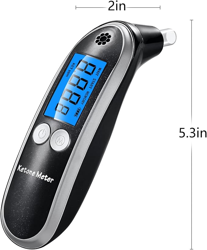 Ketone Meter & Breath Analyzer - Portable, Professional Home Breath Ketosis Meter Advanced Ketosis Breath Tester with 10 Mouthpieces | Breath Ketone Testing for Keto Tracking