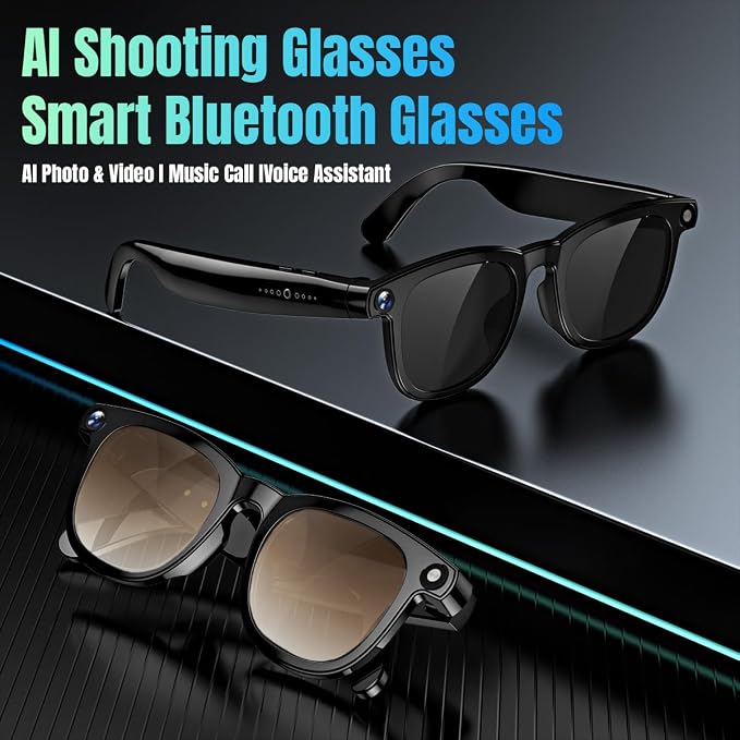 AI Smart Glasses with Camera, 4K Photos & 1080P Video,Real-Time Translation, Bluetooth 5.3, Assistant Conversation, Suitable for Vlogging,Cycling, Hiking Travel, Business (Brown Gradient )