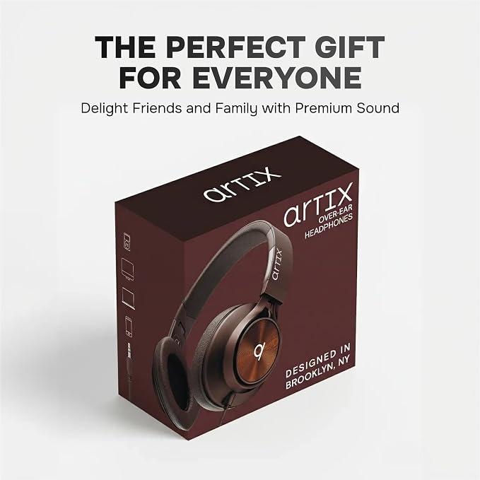 Artix CL750 Adults & Kids Headphones with Cord - Plug-In Over Ear Headphones Wired with Mic and Volume Control, Corded Head phones for Laptop, Computer, Chromebook, Tablet & Smartphone with 3.5mm Jack