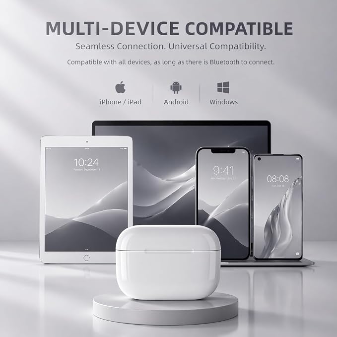 Wireless Earbuds (2nd Gen), Active Noise Cancellation, Bluetooth 5.3, High-Fidelity Sound, IPX7 Waterproof, 40-Hour Playtime, Wireless in-Ear Ear Buds Pro 2 for Apple iPhone/Android, White