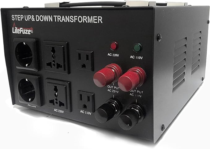 LiteFuze 15,000 Watt Heavy Duty Voltage Converter Transformer - Step Down 220 to 110V - Patented Universal Output Socket - Circuit Breaker Protection Note: This Unit Needs to be Hardwired