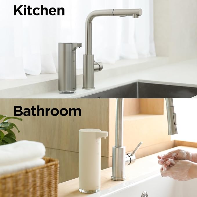 Mooas Automatic Soap Dispenser Bundle– Liquid (Metal) & Foaming Touchless Automatic Soap Dispensers (White), Stainless Steel, Rechargeable, Adjustable Levels, IPX5 Waterproof for Bathroom & Kitchen