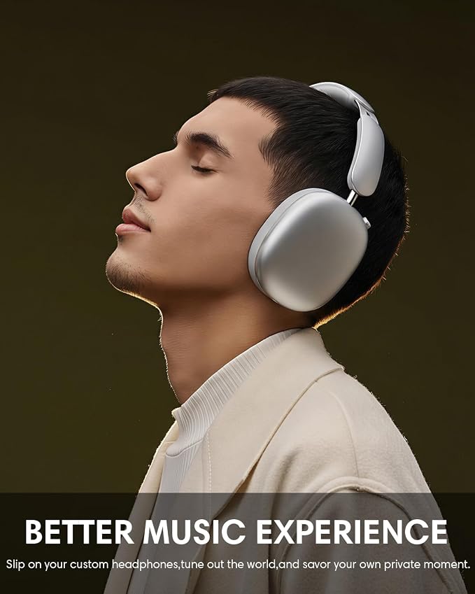 Wentronic Y02 Active Noise Cancelling Headphones, Wireless Over-Ear Bluetooth 5.4 Headphones with Microphone, 60H Playtime, Hi-Res Audio, Big Bass, Foldable Lightweight for Travel Home Office, Silver