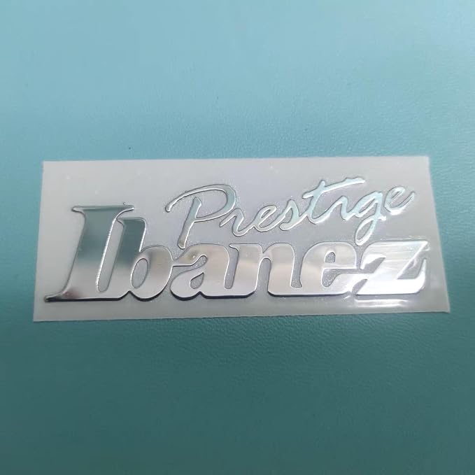 Fits For Ibanez Silver Guitar Head Logo - Metal Label, Electric Guitar DIY Trademark Sticker, UV Sticker, Tear Off Film