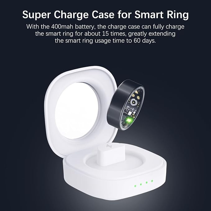 Smart Rings for Women Men, Fitness Ring with Heart Rate, Blood Oxygen, HRV, Stress, Sleep Tracker, Step Tracker, No Subscription Fee, lP68 Waterproof Smart Ring for iPhone & Android (Black, 6#)