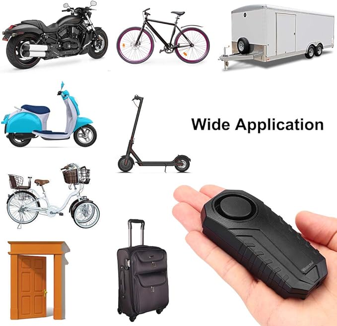 WSDCAM Bike Alarm with Remote 2 Pack, 113dB Wireless Anti-Theft Vibration Alarm Door Alarm Motorcycle Bicycle Vehicle Security Alarm System