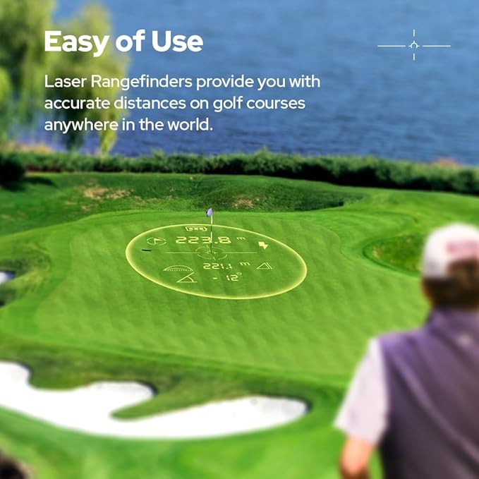 Golf Rangefinder with Slope and Pin Flagpole Lock Vibration, 1200 Yards Range Finder, External Slope Switch, Golf Tournament Legal, Rechargeable Battery, Magnetic Stripe, 6X Magnification