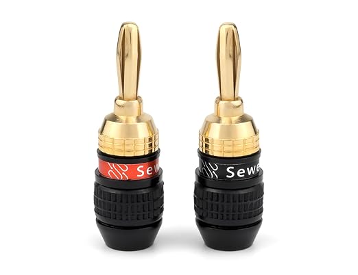 Sewell Deadbolt® Banana Plugs 14-Pairs, Gold Plated Speaker Plugs, Quick Connect, Tool-Free, SW-29863-14