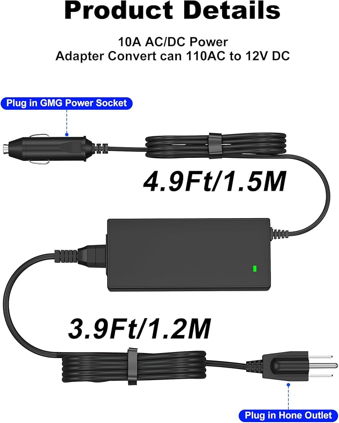 WUKUR 12V Power Supply Adapter for GMG Green Mountain Grill Jim Bowie, Daniel Boone, Davy Crockett Prime/Prime Plus Grill, P-1001 P-1266 Green Mountain Grill Power Cord Replacement for Ledge Peak Trek