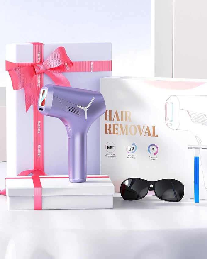 LYSMOSKI Laser Hair Removal for Women and Men, At-Home IPL Hair Removal Device with 5.2 cm² Treatment Window, Nearly Painless, Visible Results in 2 Weeks, Full Body Treatment in 8 Minutes,Purple