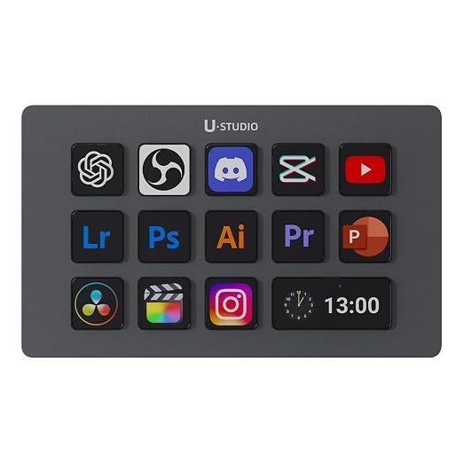 ULANZI D200H Stream Controller & USB C Docking Station with Stand Base, 14 Keys Macro Keyboard with 7-in-1 Hub Deck Dock, SD/TF Card Reader, Customerable LCD Key for Live/Gaming/Editing/Office