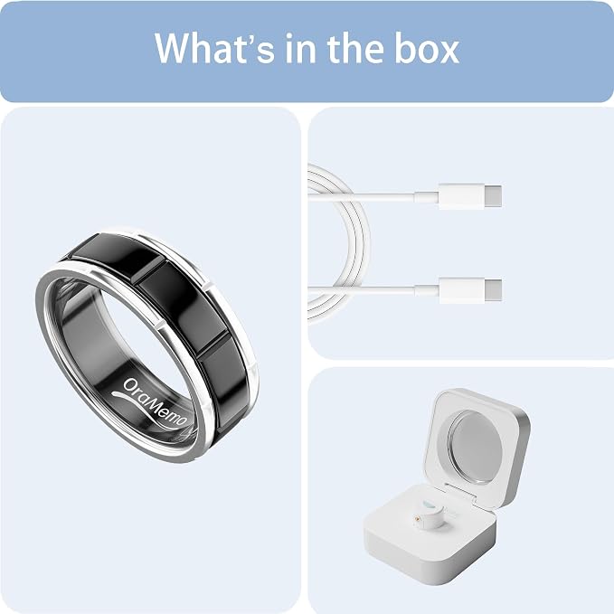 Smart Ring 1.0 for Men/Women, No Subsripition Fee, 7-8 Days Battery Life, HRV/Stress Monitoring/Sleep Track/Fitness for iOS and Android (Gloss Black, 6)