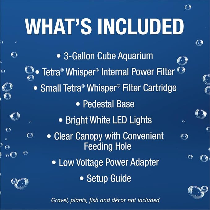 Tetra 3 Gallon Fish Tank, Aquarium Starter Kit with Pedestal Base, LED Light and Filter, For small tropical fish, guppies, goldfish, or betta
