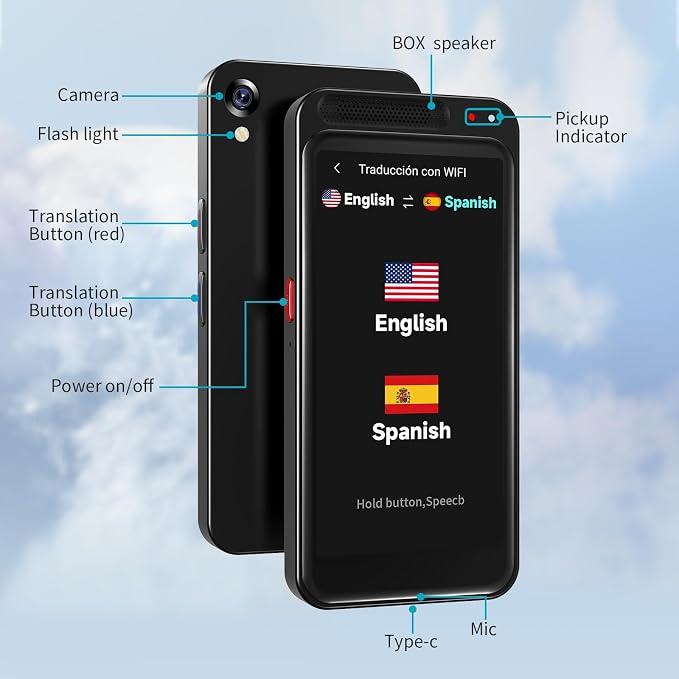 Language Translator Device No WiFi Needed, 150+ Languages Translation in Real Time for Voice/Text/Photo/Offline, Upgraded AI Translator Support ChatGPT, HD Touch Screen for Business Learning Travel