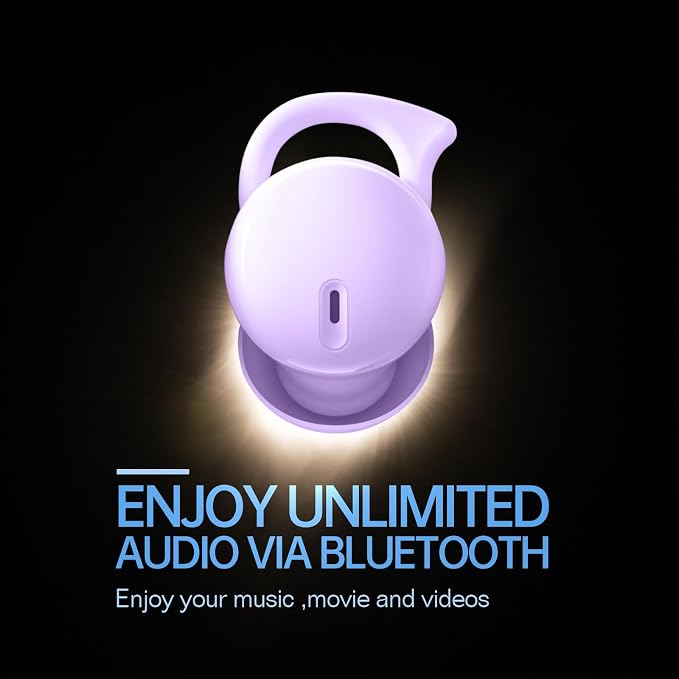 Invisible Sleep Headphones, Sleep Earbuds for Side Sleepers, Mini Noise Blocking Sleep Earphones, Bluetooth 5.3 Wireless Earbuds for Sleeping, Working, Purple