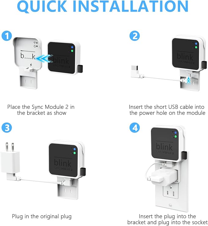 256GB USB Flash Drive with Outlet Wall Mount for Blink Sync Module 2, Space-Saving Mount Bracket Holder for Blink Outdoor/Indoor Security System (Sync Module 2 is NOT Included),1Pack