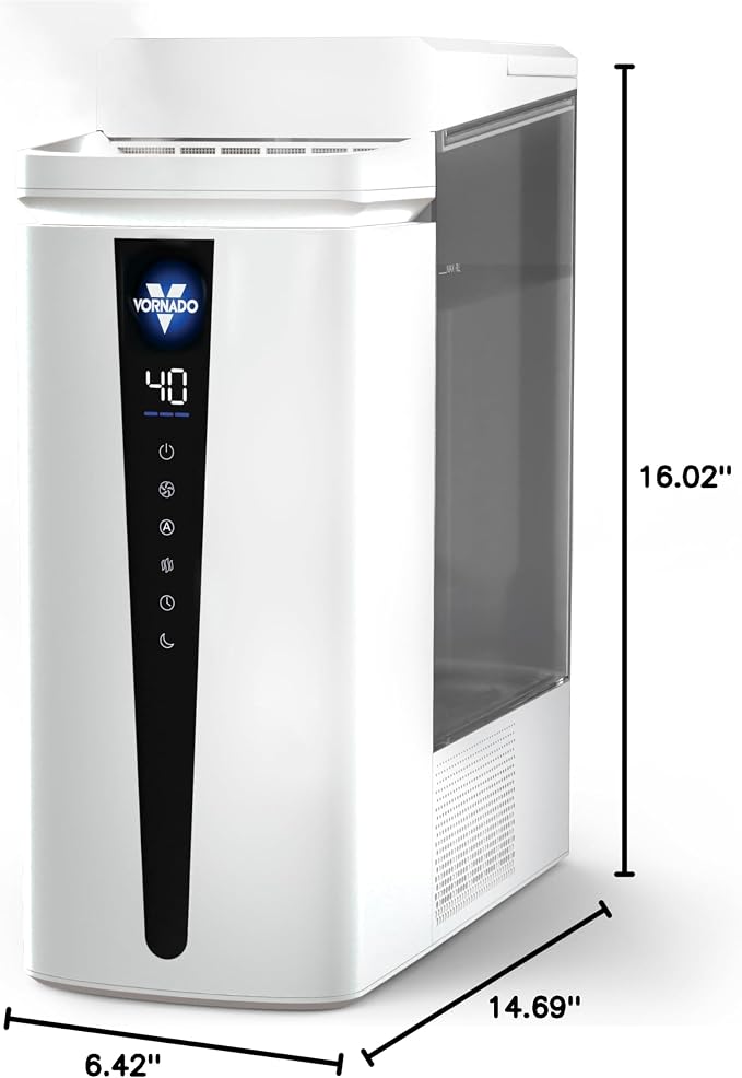 Vornado MISTIC 8 Whole Room Ultrasonic Humidifier, Top-Fill, Aromatherapy, 2-Gallon Tank, 3-Gallon Output, Warm or Cool Mist Humidifier, Automatic Humidity Control, Included Scent Pads