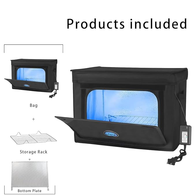 Large UVC Sanitizer Box with Ozone, Foldable Cleaner Bag with Timer, 36L/9.5gal UV Light Bulb Black Tote for Shoes, Cell Phone,Key