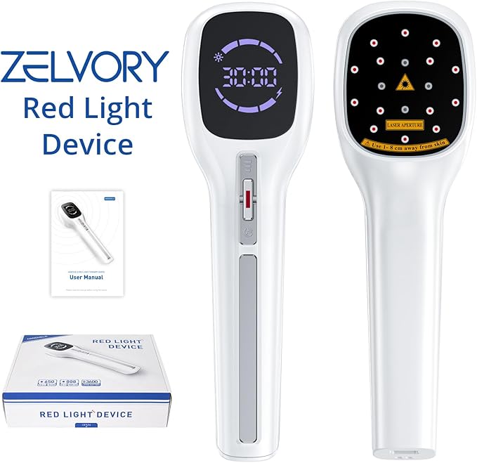Red Light Therapy Device for Humans & Dogs, Infra Red Light Therapy for Body Pain Relief, Handheld Cold Laser Therapy Device for Joints and Muscle Pain (4x808nm + 14x650nm)