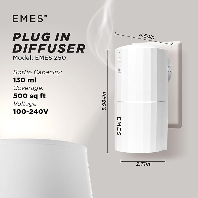 EMES Waterless Smart Aromatherapy Diffuser | Scent Diffuser for Essential Oils for Home, Office & Spa | 24-Hour Bluetooth-Controlled Scent Air Machine, 130ml Capacity, Covers 500 Sq Ft - White