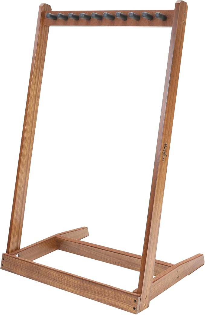 Multiple Guitar Stand, Zebra Wood Guitar Rack for 3 Acoustic, 5 Electric or 5 Bass, Hardwood Multi Instrument Stand for Men, Wooden Floor Instrument Racks for Studio Display, Home Decor