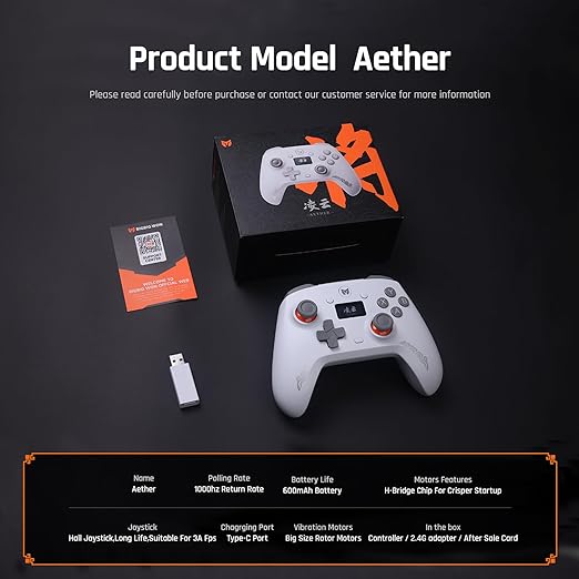 Black Shark BIGBIG WON Aether PC Controllers, LCD Smart Screen, Hall Joysticks&Triggers, 1000Hz Polling Rate, 12-bit ADC, Wireless Controller for Switch/PC/Android/iOS