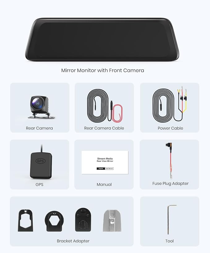 AUTO-VOX V6 OEM Rear View Mirror Camera Carplay: Upgrade 9.36" Touch Screen and Dual 2K Mirror Dash Cam with Front and Rear Cameras,Voice Control, Super Clear Night Vision for Car SUV Truck