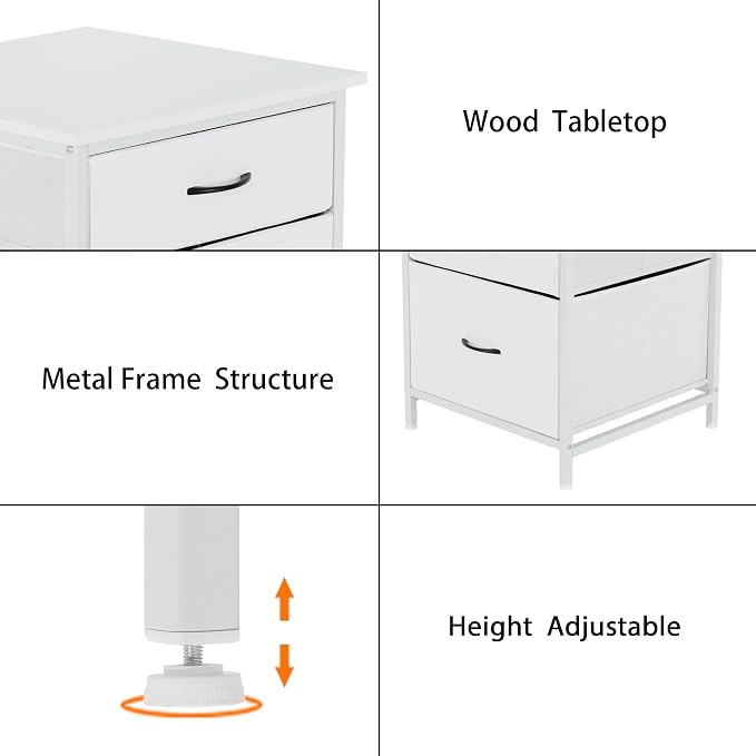 Mini Fridge Stand with 2 Drawer, Mini Fridge Organizer Stand Refrigerator Stand with Metal Frame for Dorm, Home, Kitchen, White