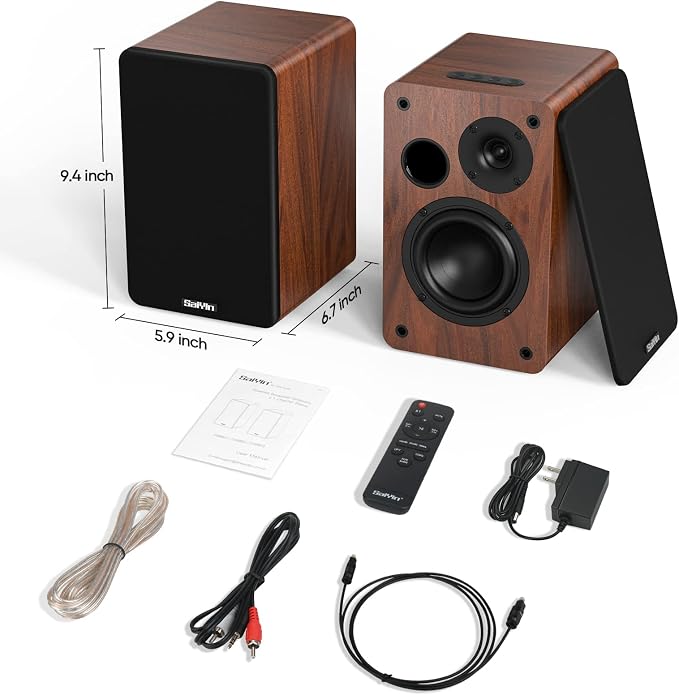 Saiyin Bluetooth Bookshelf Speakers, 40W X 2 Powered TV Speakers with 4 Inch Woofer, Turntable Speakers with Optical/AUX Input/Subwoofer Line Out for PC and TVs | 40W*2, 4 Inch Woofer, Bluetooth/Optical/AUX/RCA Input,Sub Out, TV/Turntable/Record Player...