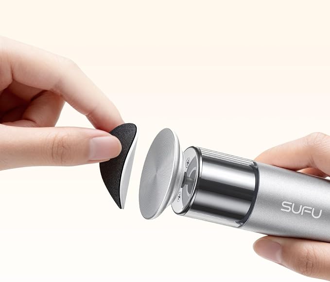 SUFU SUFU 2 in 1 Electric Foot Callus Remover, USB Rechargeable Electric Foot File Grinder with Digital Display, Cordless Aluminum Pedicure Tools for Feet,Nail Care,Dead Skin, Silver