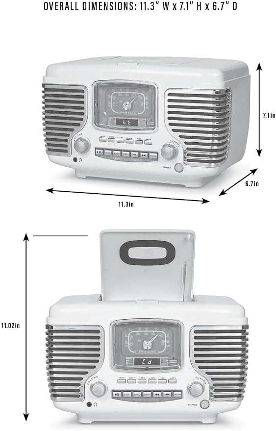 Crosley CR612B-BK Corsair Retro AM/FM Alarm Clock Radio and CD Player with Stereo Bluetooth Speakers, Black