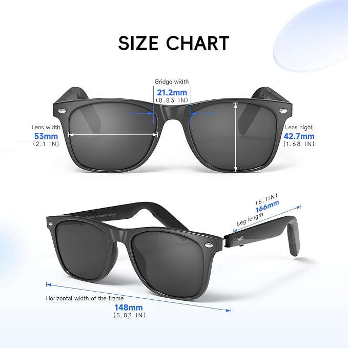 AI Glasses for Men & Women, Smart Glasses Powered by ChatGPT, AI Real-time Translation with 145 languages, 11H Music Play, Bluetooth Sunglasses with Polarized Lens, UV Protection for Daily Use, Travel