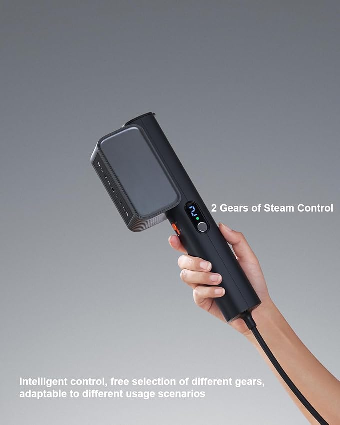G7 2-in-1 Professional 100-240V Dual Voltage Steamer for Clothes and Iron for Clothes, Just 1lbs Lightly, 8 Minutes of Continuous Steam, 1000W Portable Steamer for travel and home(black)