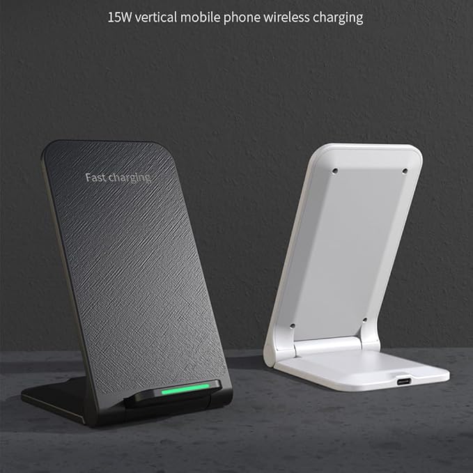 IHAO Ultra-Slim 15W Fast Wireless Charging Stand QC3.0 Portable Charger with Smart Protection Foldable Design 15W Lightning-Fast Charging with QC3.0 Technology