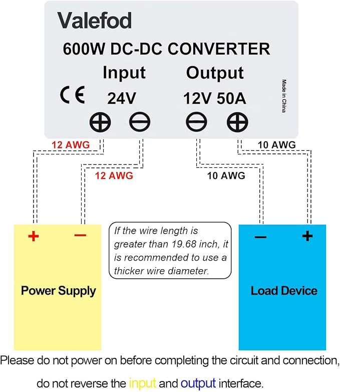24V to 12V 50A 600W Step-Down Transformer DC to DC Buck Converter DIY Power Supply