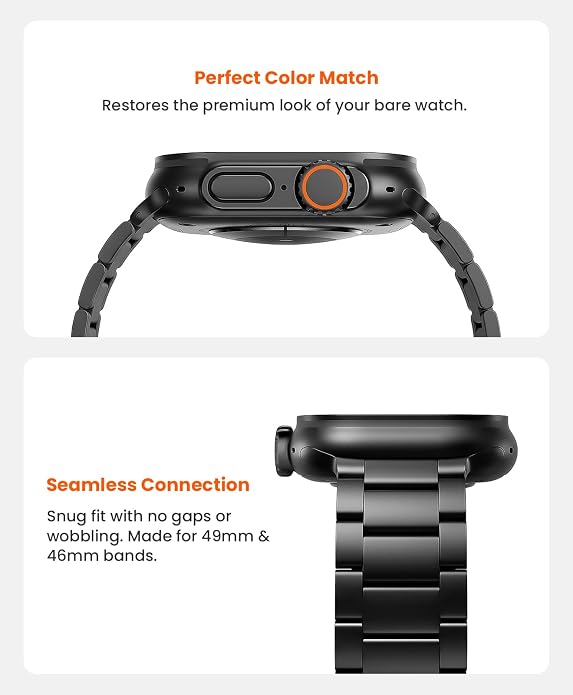 Grade 5 Titanium Band for Apple Watch Ultra 3/2/1 49mm & Series 11/10 46mm, No-Tool Adjustable with Small Links, DLC Anti-Scratch Butterfly Clasp Metal Strap for Men,CRNS03-PRO