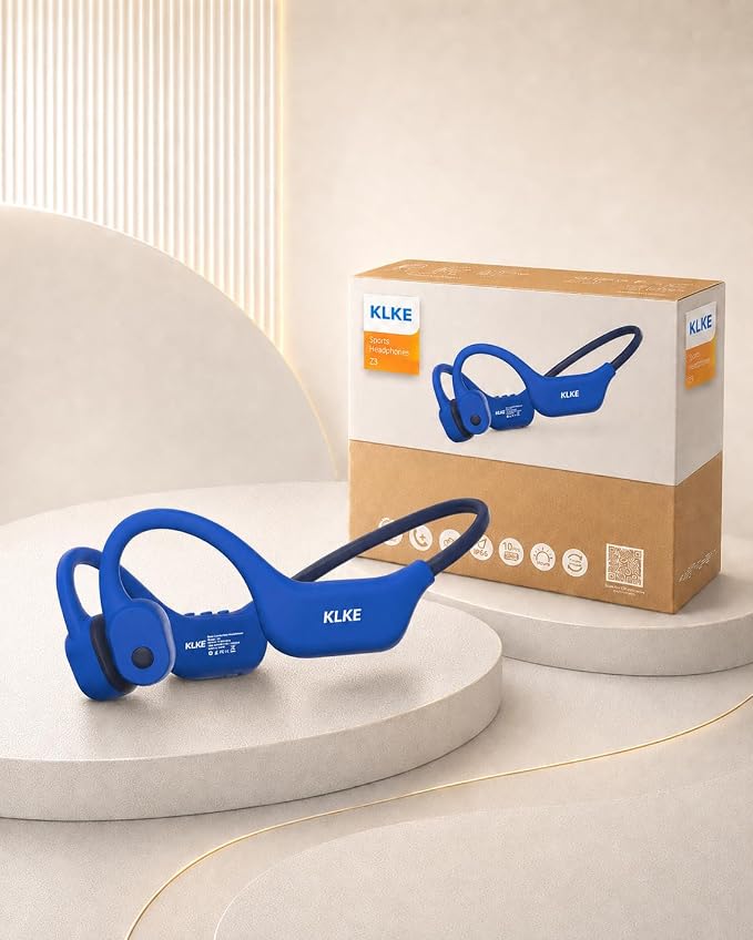 Open-Ear Bone Conduction Headphones for Running, Bluetooth Sports Headphones with Rear Safety Light, Dual Modes, Adjustable Fit, IP66 Waterproof, Mic, 10H Playtime for Gym Cycling