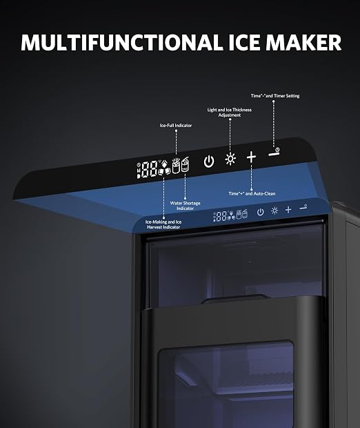 COWSAR Crescent Ice Maker, Slow-Melting Countertop Ice Maker, 27 Lbs/24H, 16Pcs in 12-15Mins, Self-Cleaning, 24-Hour Timer, Portable Crystal Clear Ice Machine, 3000PCS Per Day, for Home/Office/Party