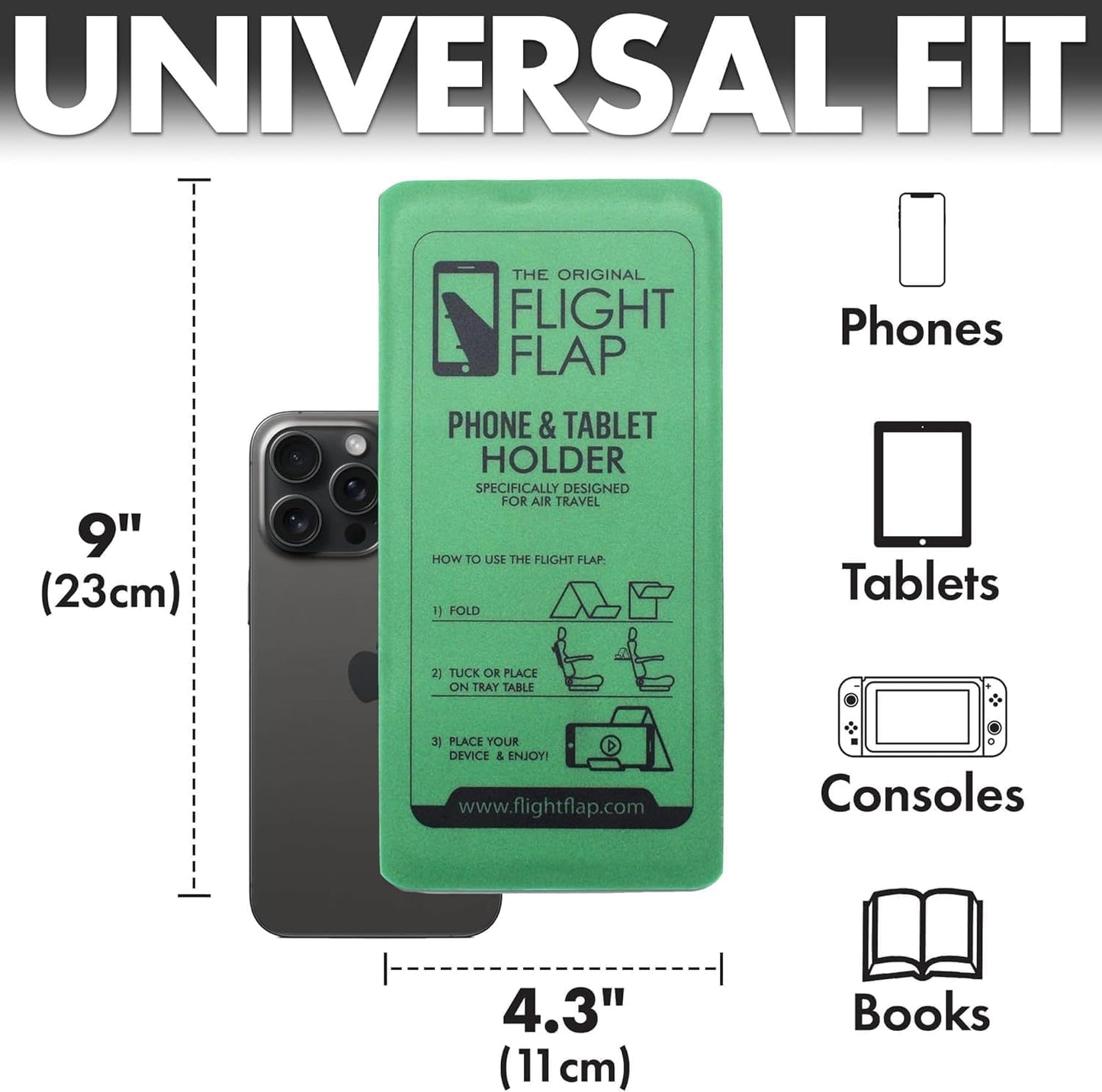 Airplane Phone Holder, Flexible Cell Phone Holder, Folding Cellphone Stand for Desk, Bed, Office, Treadmill - Airplane Accessories Long Flight Travel - Plane Essentials (Original Green)