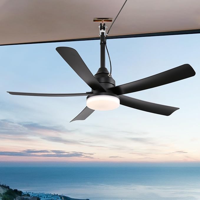 AHAWILL Outdoor Ceiling Fan with Light,42" Gazebo Fan,3CCT Dimmable,Waterproof Plug in Ceiling Fan,Outdoor ceiling Fans for Patios,Porch,Gazebo.Black